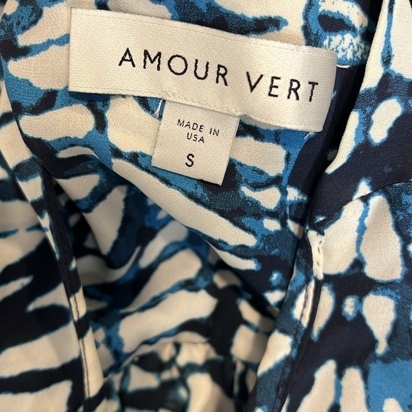 Amour Vert Navy & White Silk Maxi Dress Size S - Picture 8 of 9